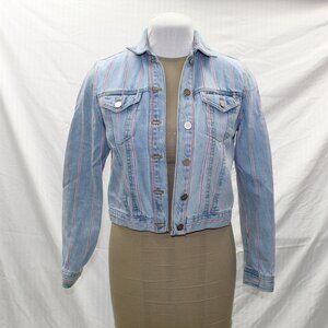 Juniors Denim Jacket with red/white stripes